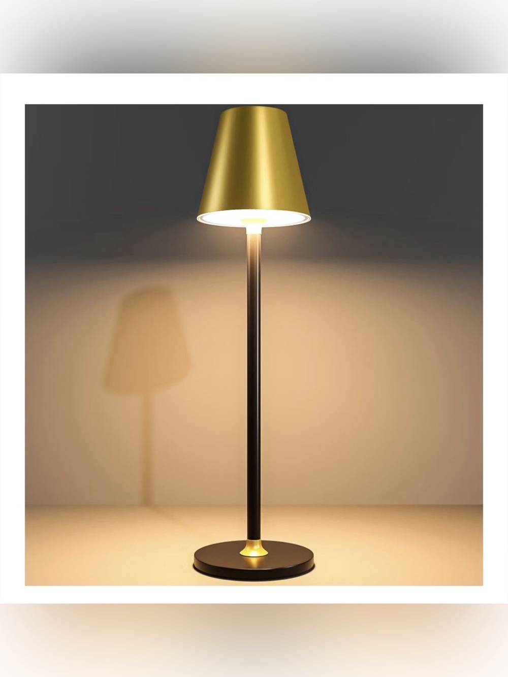 Timjorman Cordless LED Table Lamp 13.97” Tall Gold & Black
